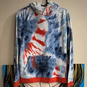 Nike Red and Blue Tie-Dye Sweater